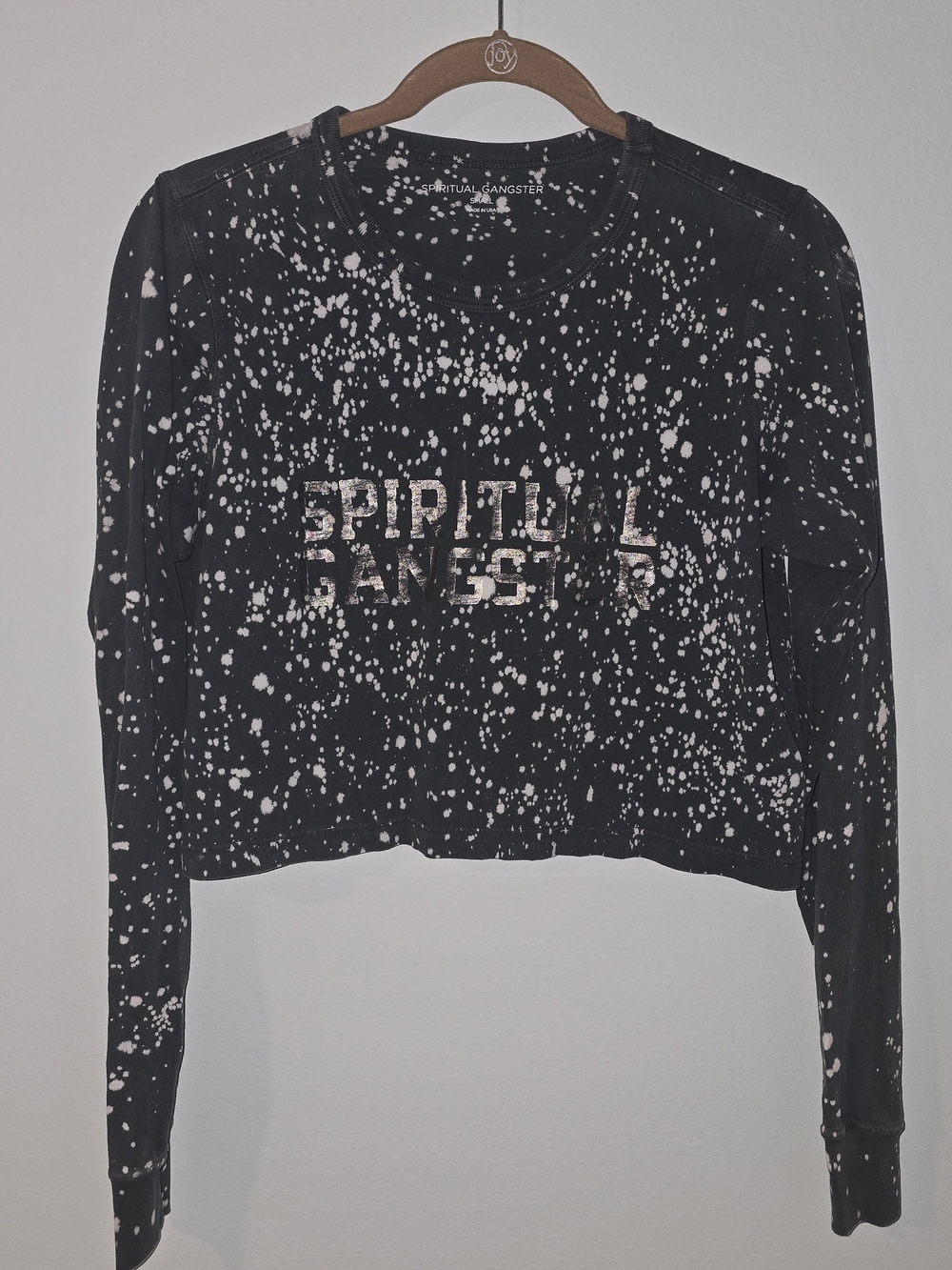 Size Small Spiritual Gangster Crop top with Shimmer Foil Details